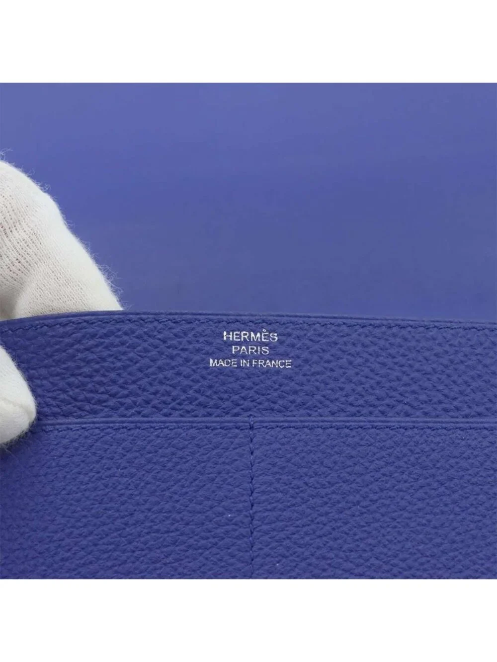 Hermes Dogon GM Bifold Wallet Togo Blue Electric Silver